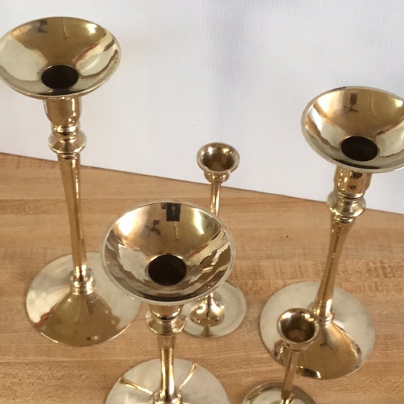 5 Brass candleholders - Picture 3 of 13